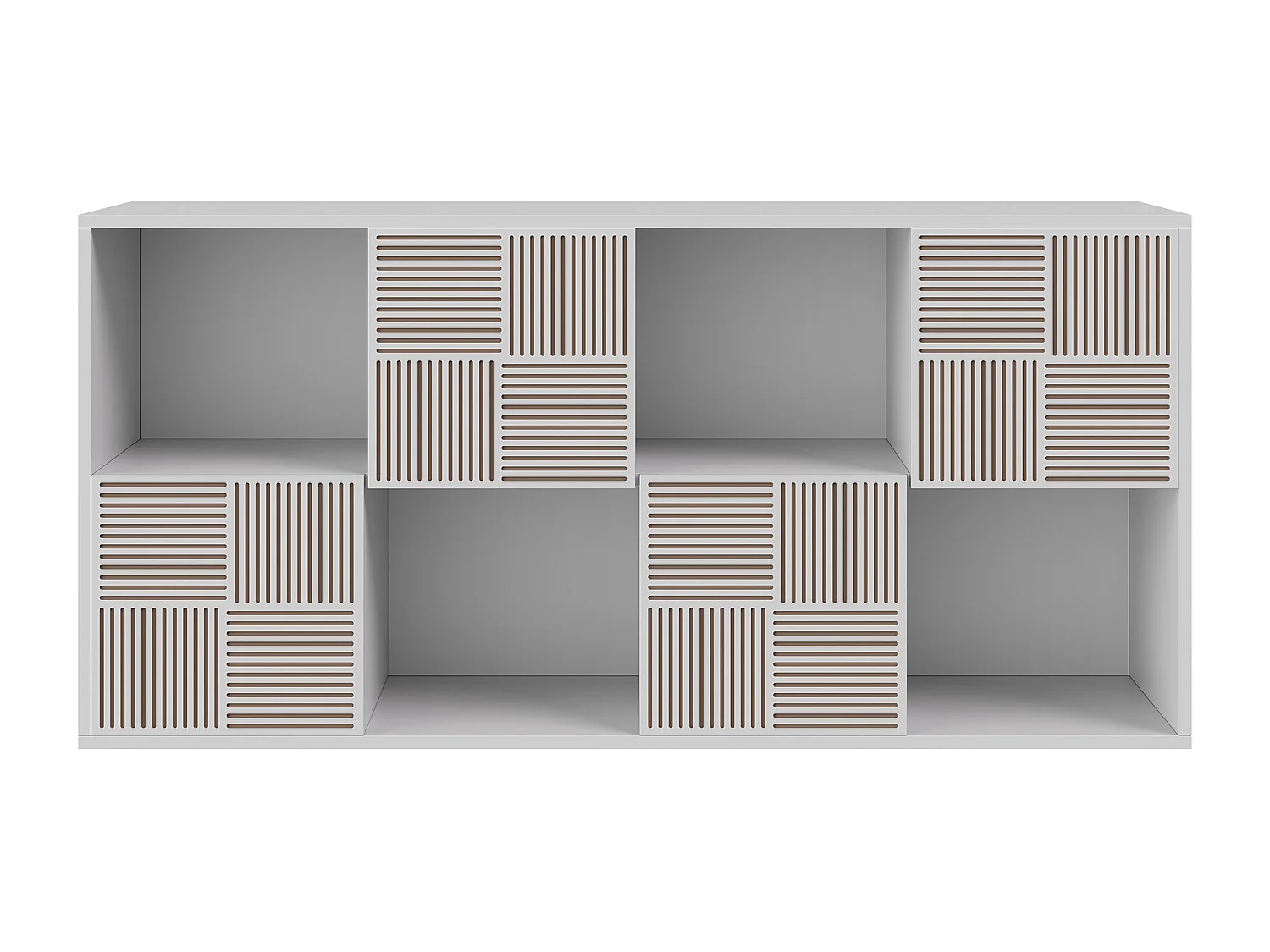 Boekenkast met 8 vakken - Open planken met 4 deuren - Vrijstaand - 125 x 30 x 60 cm - Wit