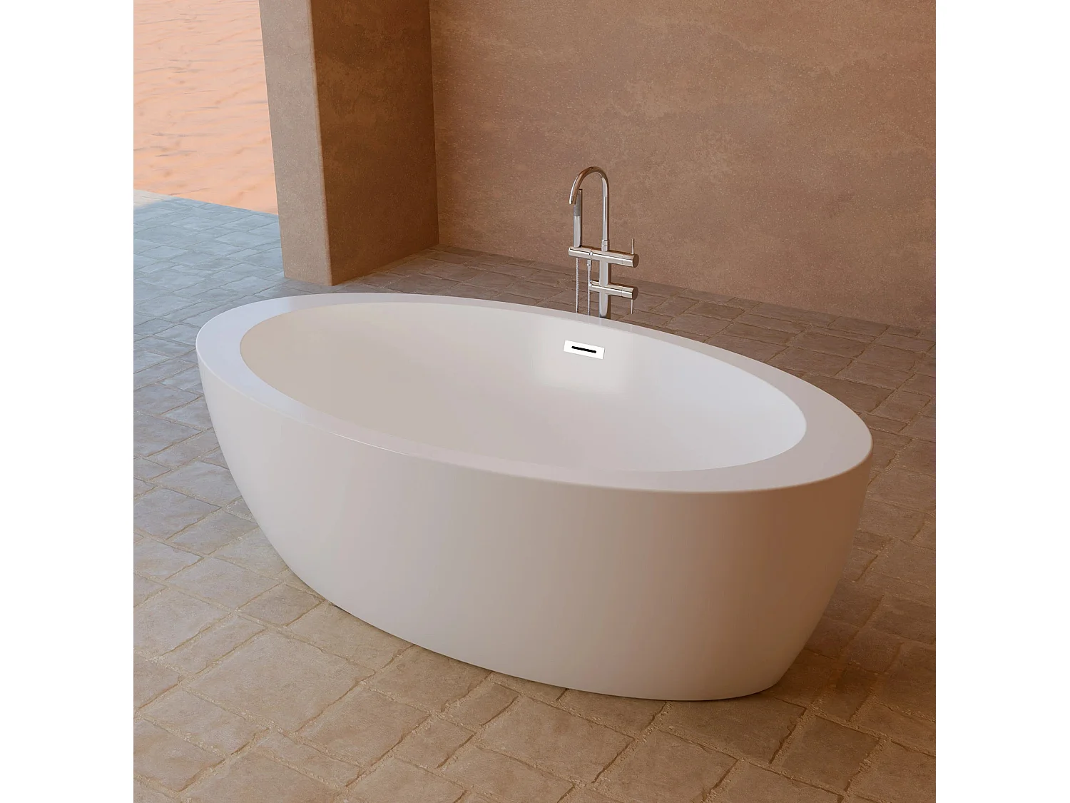 Baignoire Ilot Pearl 180 blanche 180 x95 x58 cm, by SPALINA