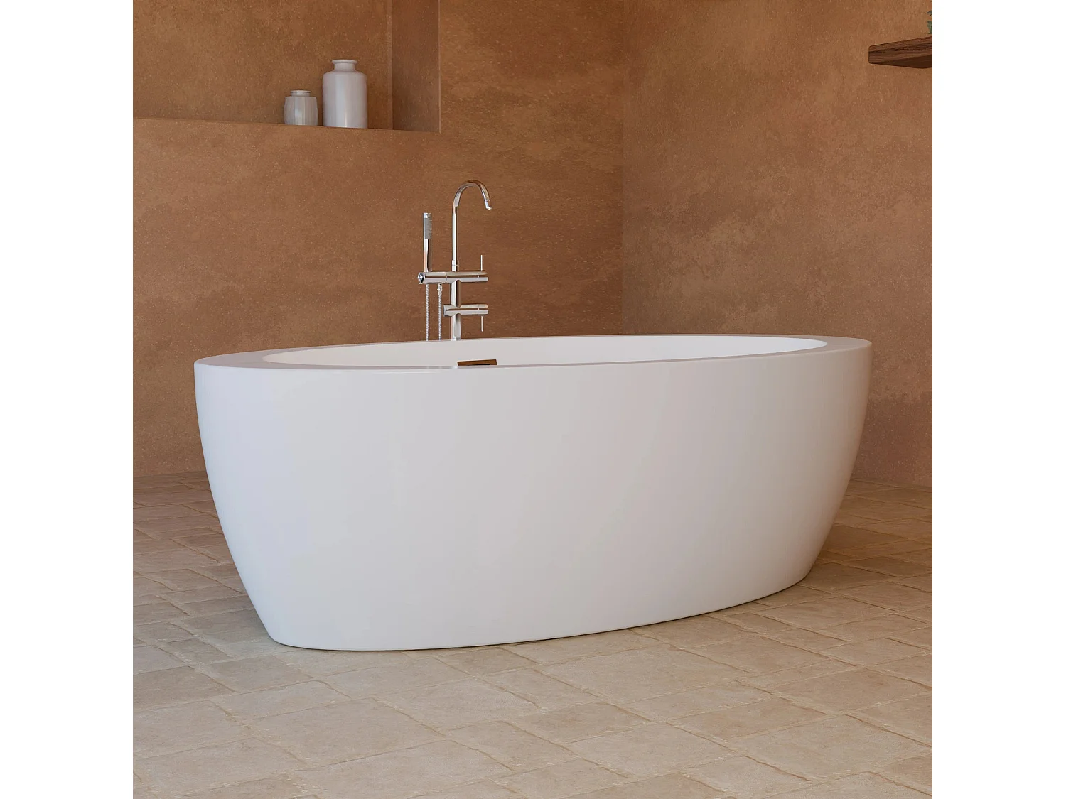 Baignoire Ilot Pearl 180 blanche 180 x95 x58 cm, by SPALINA