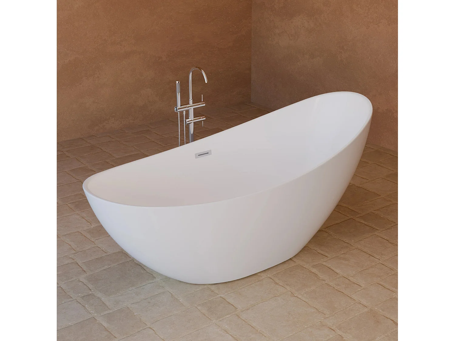 Baignoire Ilot Loona 180 blanche 180 x80 x80 cm, by SPALINA
