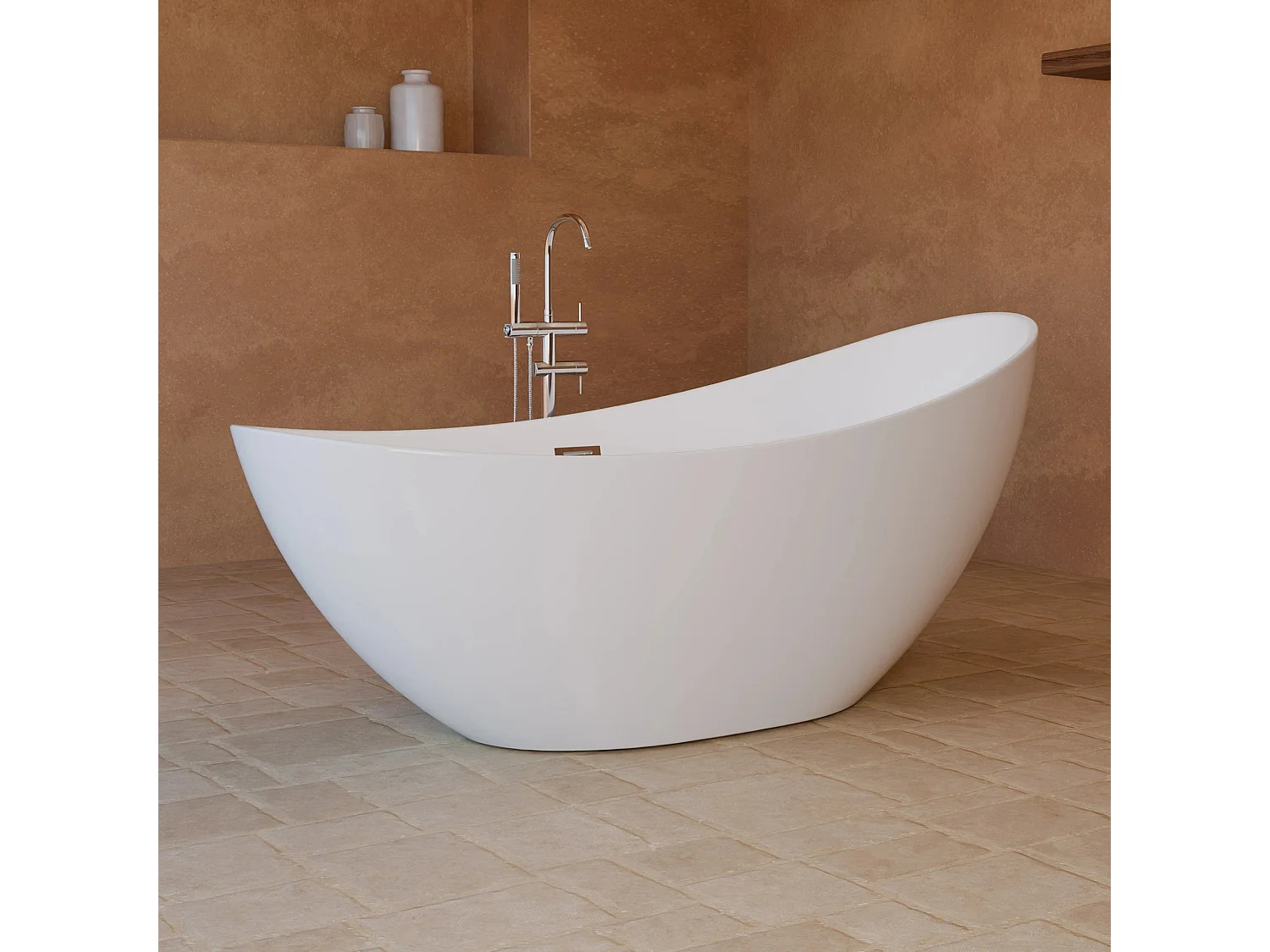 Baignoire Ilot Loona 180 blanche 180 x80 x80 cm, by SPALINA