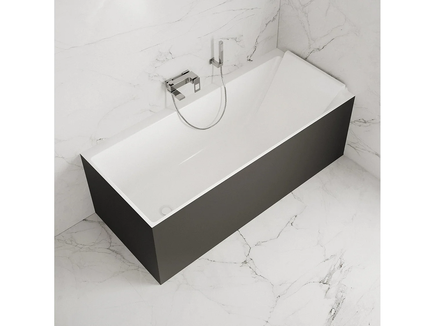 Baignoire Ilot Quantum 170 droite noire 170 x75 x58 cm, by SPALINA