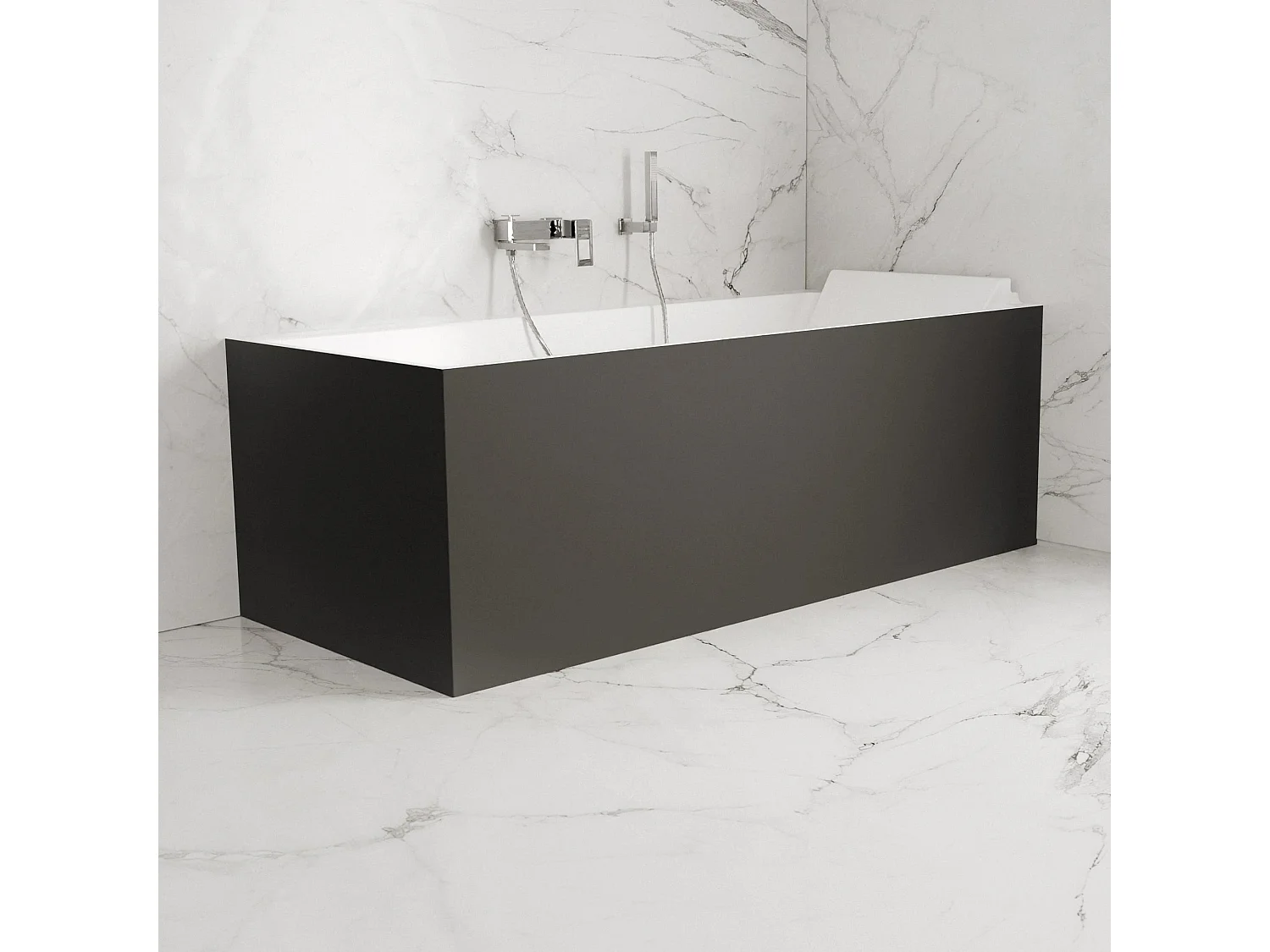 Baignoire Ilot Quantum 170 droite noire 170 x75 x58 cm, by SPALINA
