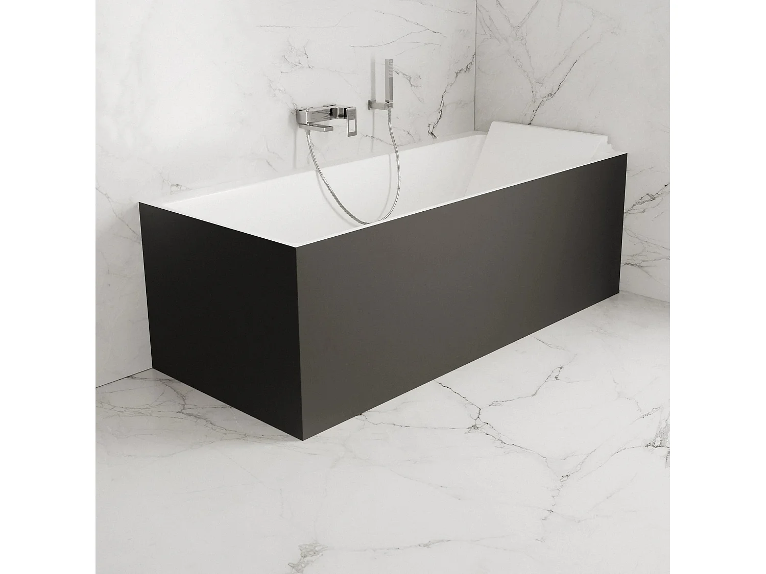 Baignoire Ilot Quantum 170 droite noire 170 x75 x58 cm, by SPALINA