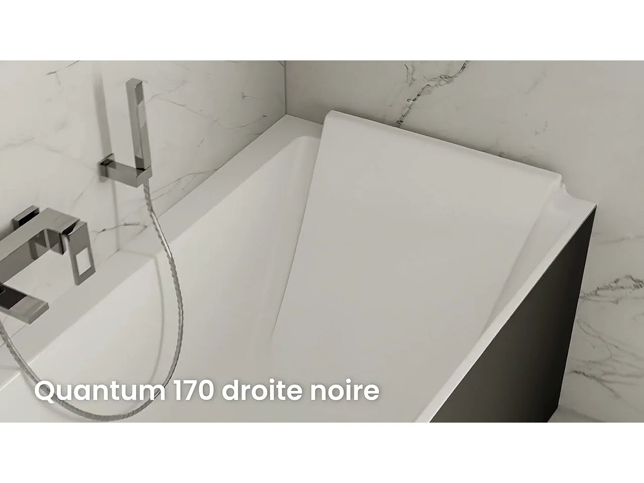 Baignoire Ilot Quantum 170 droite noire 170 x75 x58 cm, by SPALINA