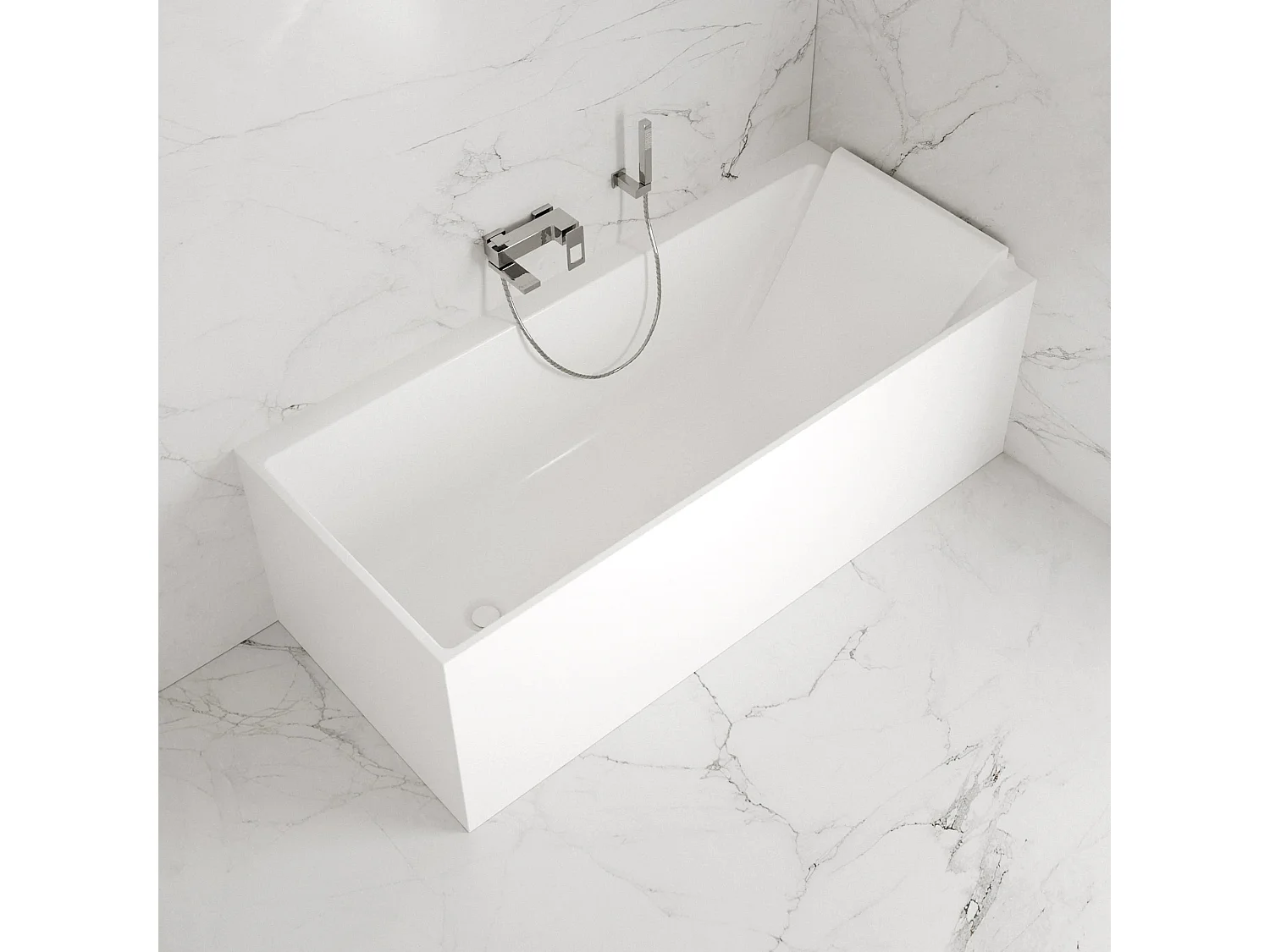 Baignoire Ilot Quantum 170 droite blanche 170 x75 x58 cm, by SPALINA