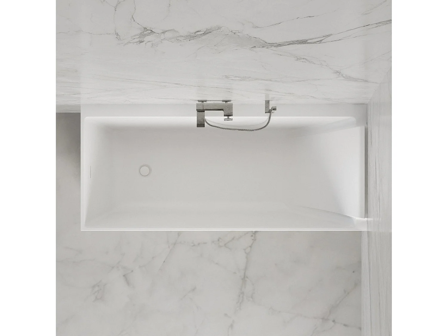 Baignoire Ilot Quantum 170 droite blanche 170 x75 x58 cm, by SPALINA