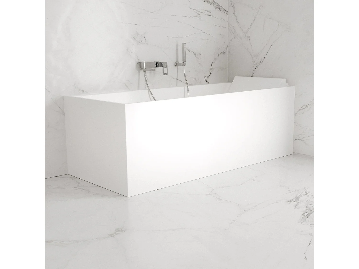 Baignoire Ilot Quantum 170 droite blanche 170 x75 x58 cm, by SPALINA