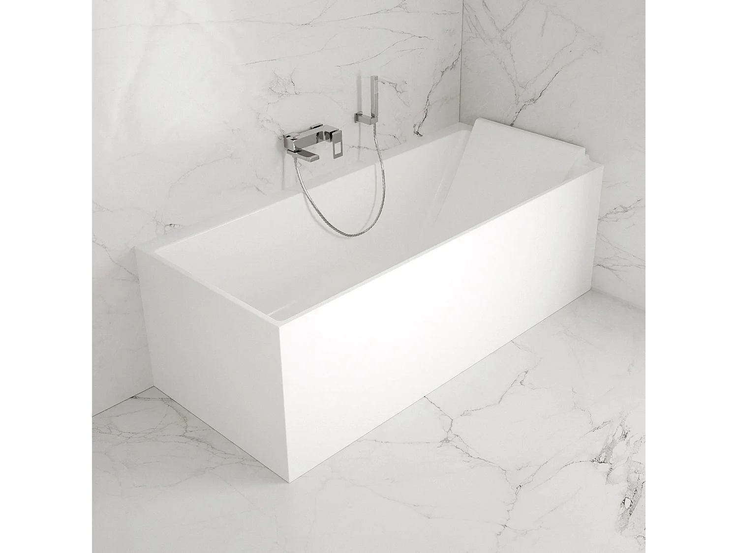 Baignoire Ilot Quantum 170 droite blanche 170 x75 x58 cm, by SPALINA