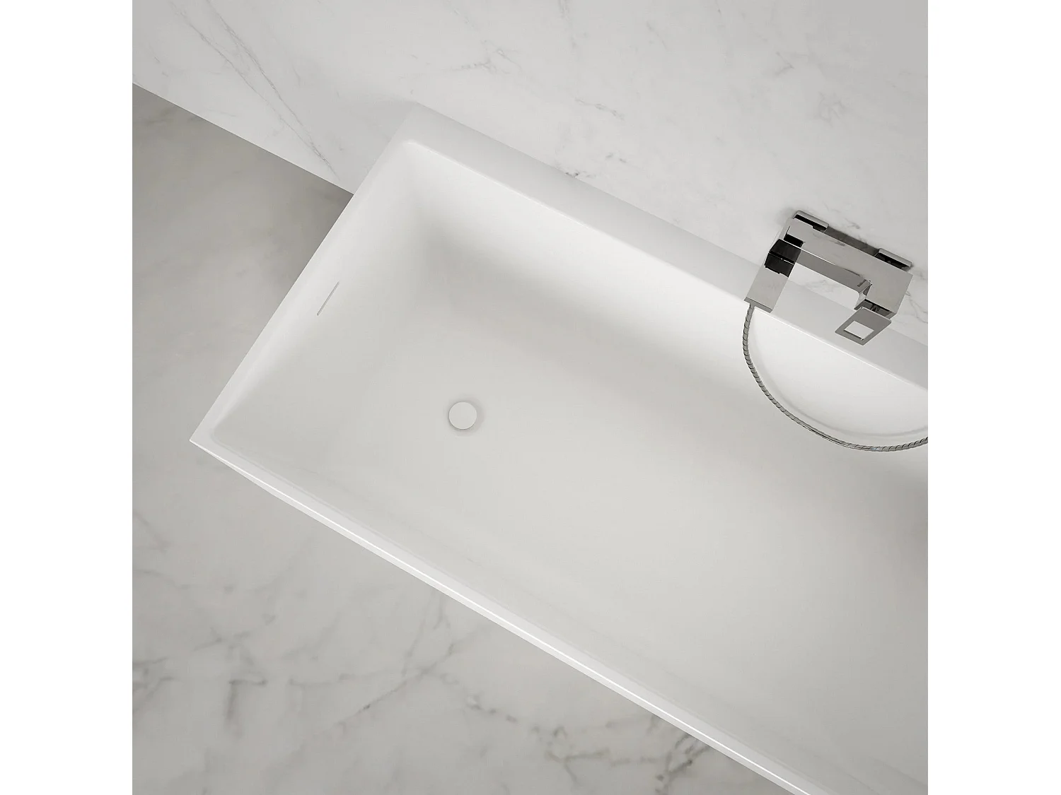 Baignoire Ilot Quantum 170 droite blanche 170 x75 x58 cm, by SPALINA