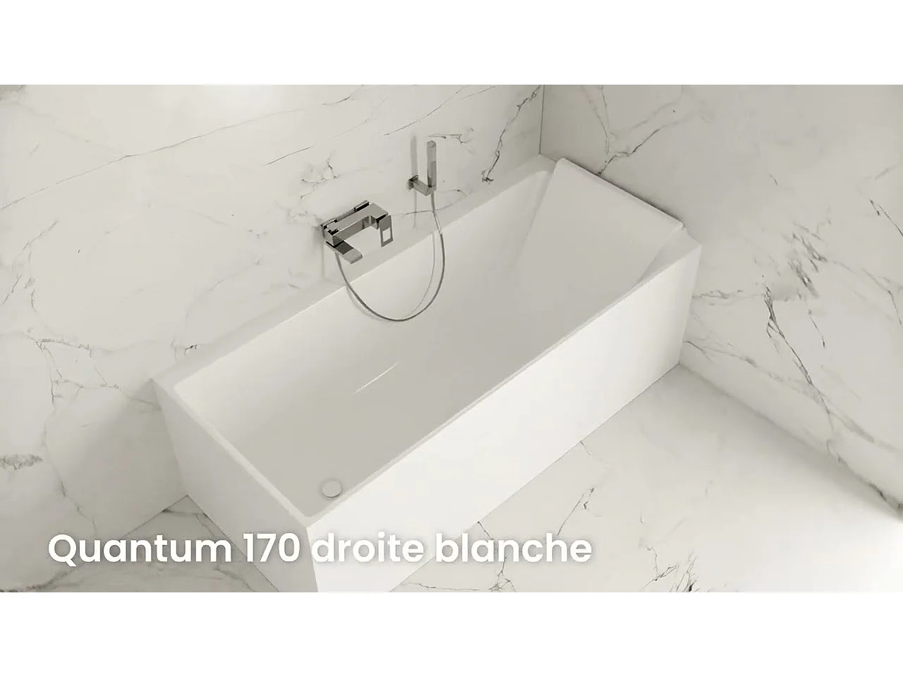 Baignoire Ilot Quantum 170 droite blanche 170 x75 x58 cm, by SPALINA