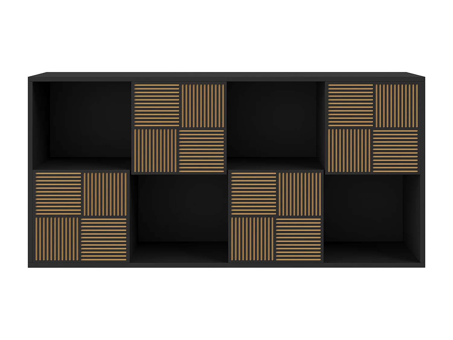 Bibliothèque à 8 compartiments - Étagères ouvertes à 4 portes - Autoportante - 125 x 30 x 60 cm - Noir