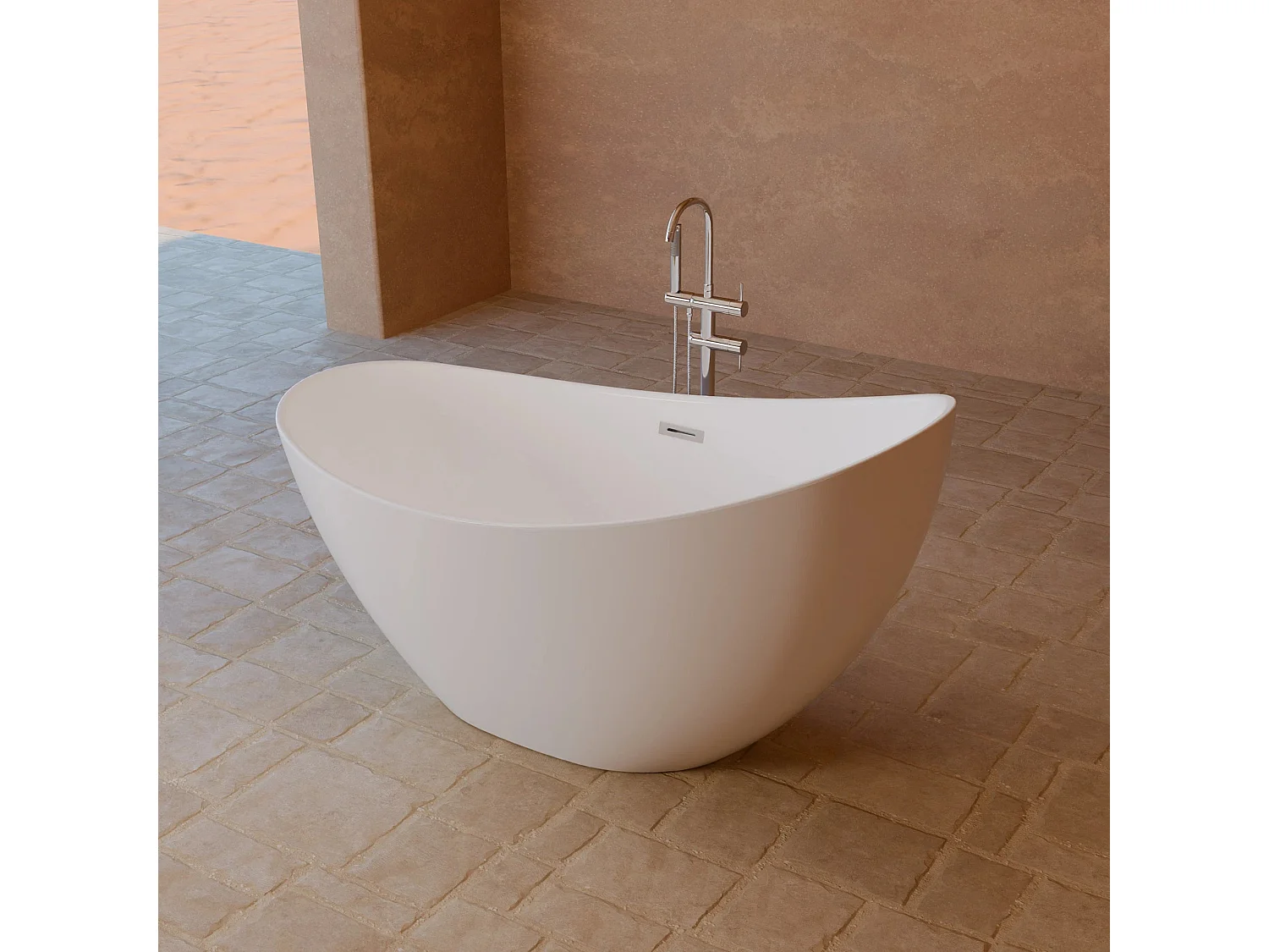 Baignoire Ilot Loona 150 blanche 150 x80 x80 cm, by SPALINA
