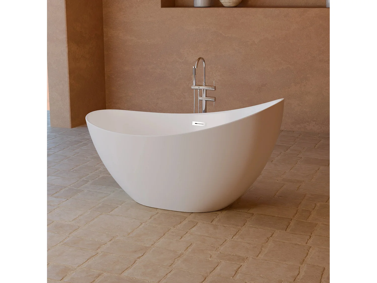 Baignoire Ilot Loona 150 blanche 150 x80 x80 cm, by SPALINA