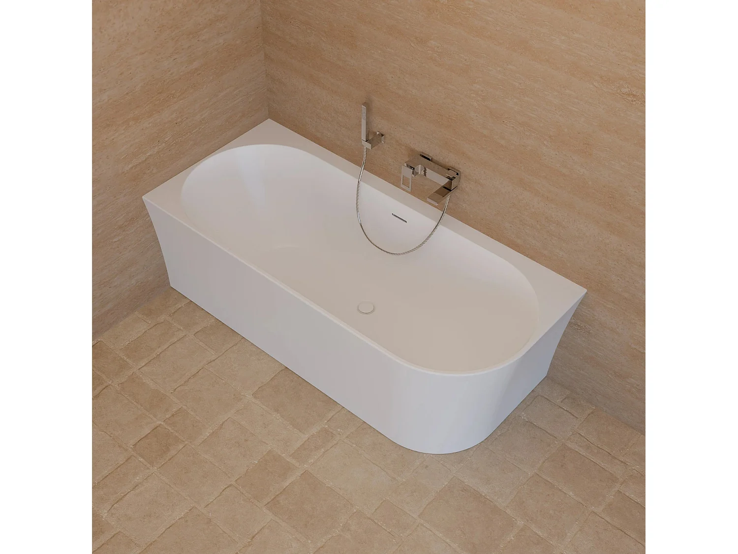 Baignoire Ilot Cosmic 170 gauche blanche 170 x76 x58 cm, by SPALINA