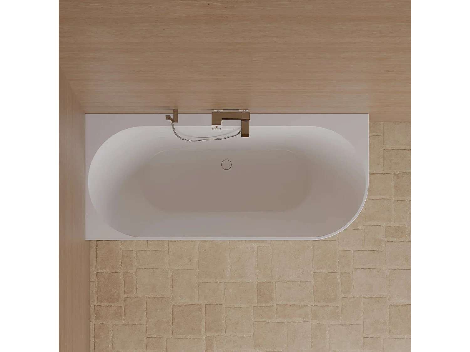 Baignoire Ilot Cosmic 170 gauche blanche 170 x76 x58 cm, by SPALINA