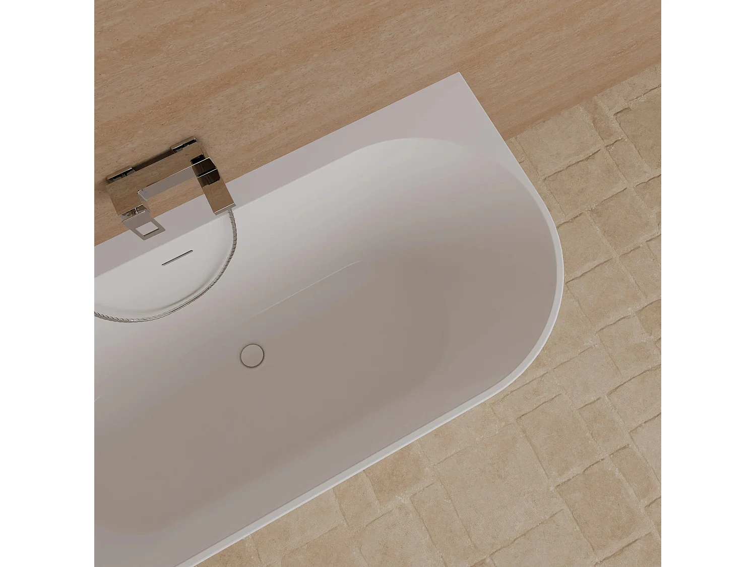 Baignoire Ilot Cosmic 170 gauche blanche 170 x76 x58 cm, by SPALINA