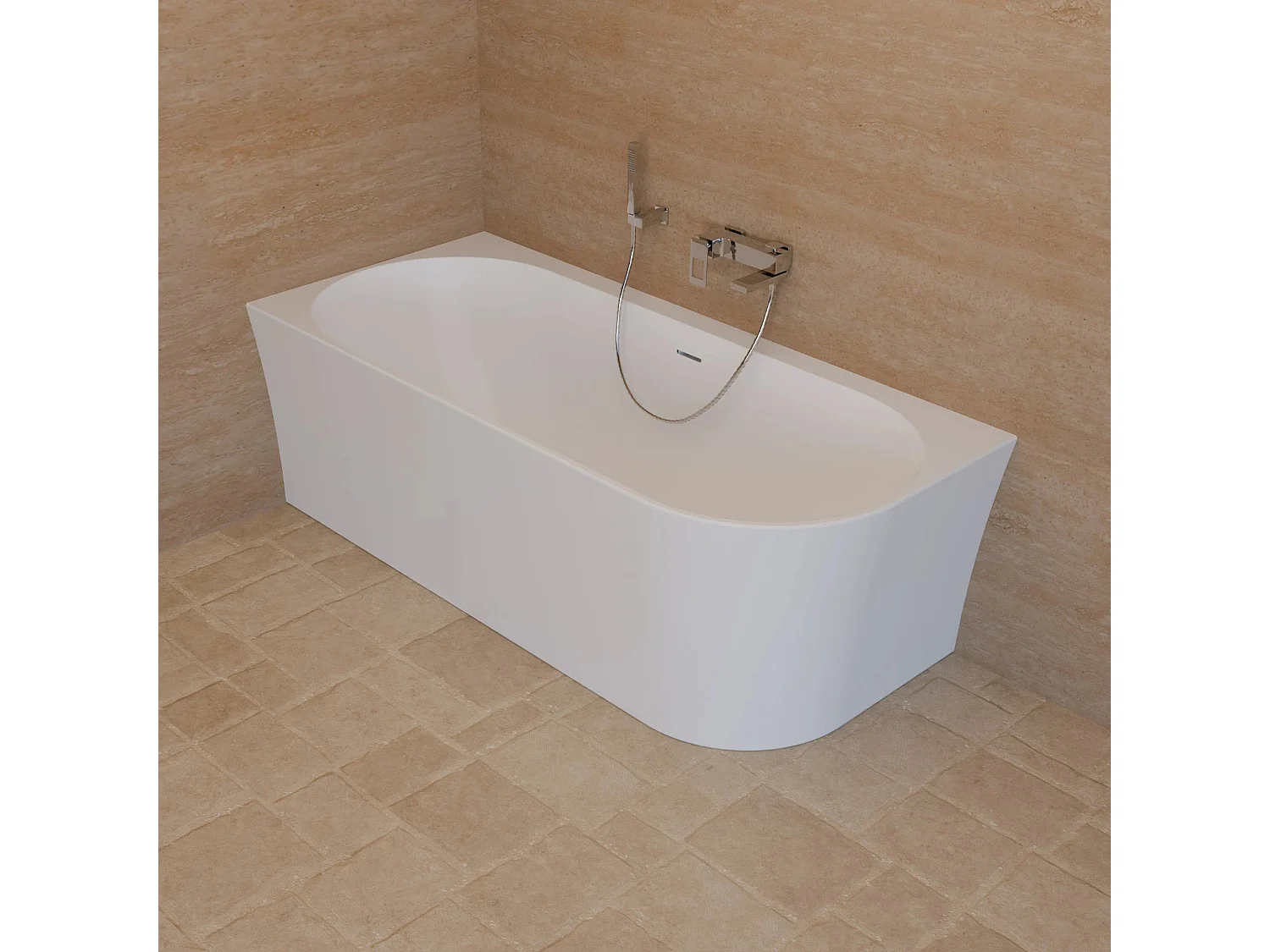 Baignoire Ilot Cosmic 170 gauche blanche 170 x76 x58 cm, by SPALINA
