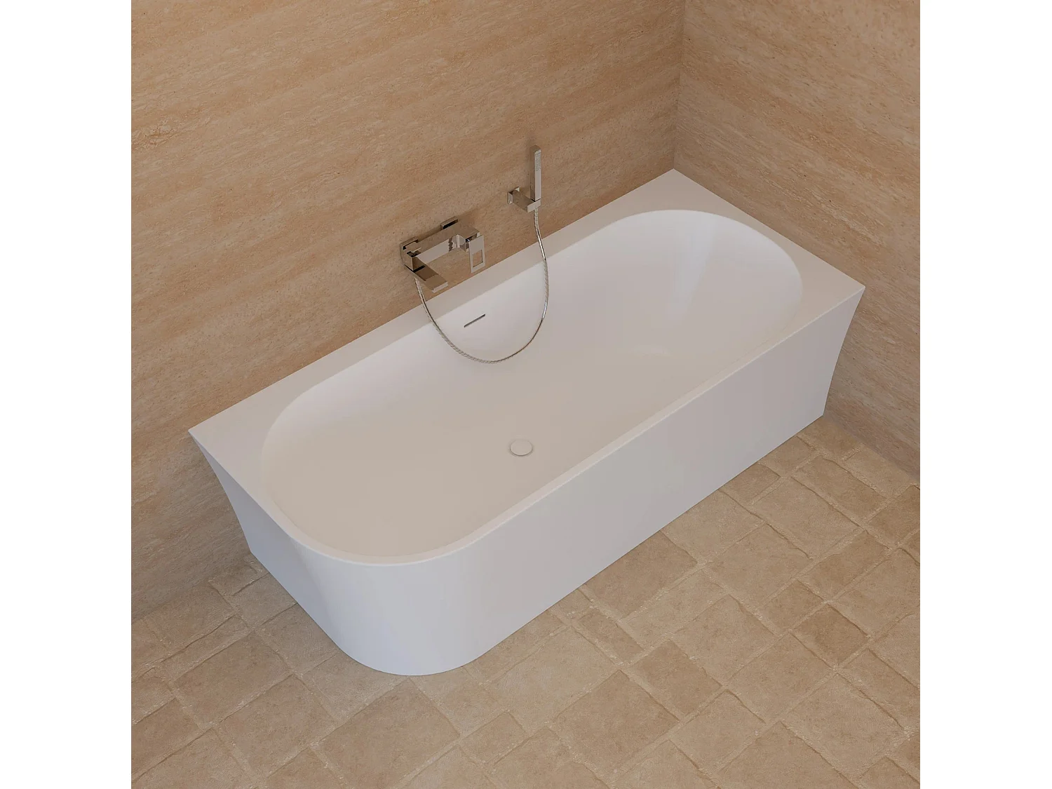 Baignoire Ilot Cosmic 180 droite blanche 180 x80 x58 cm, by SPALINA