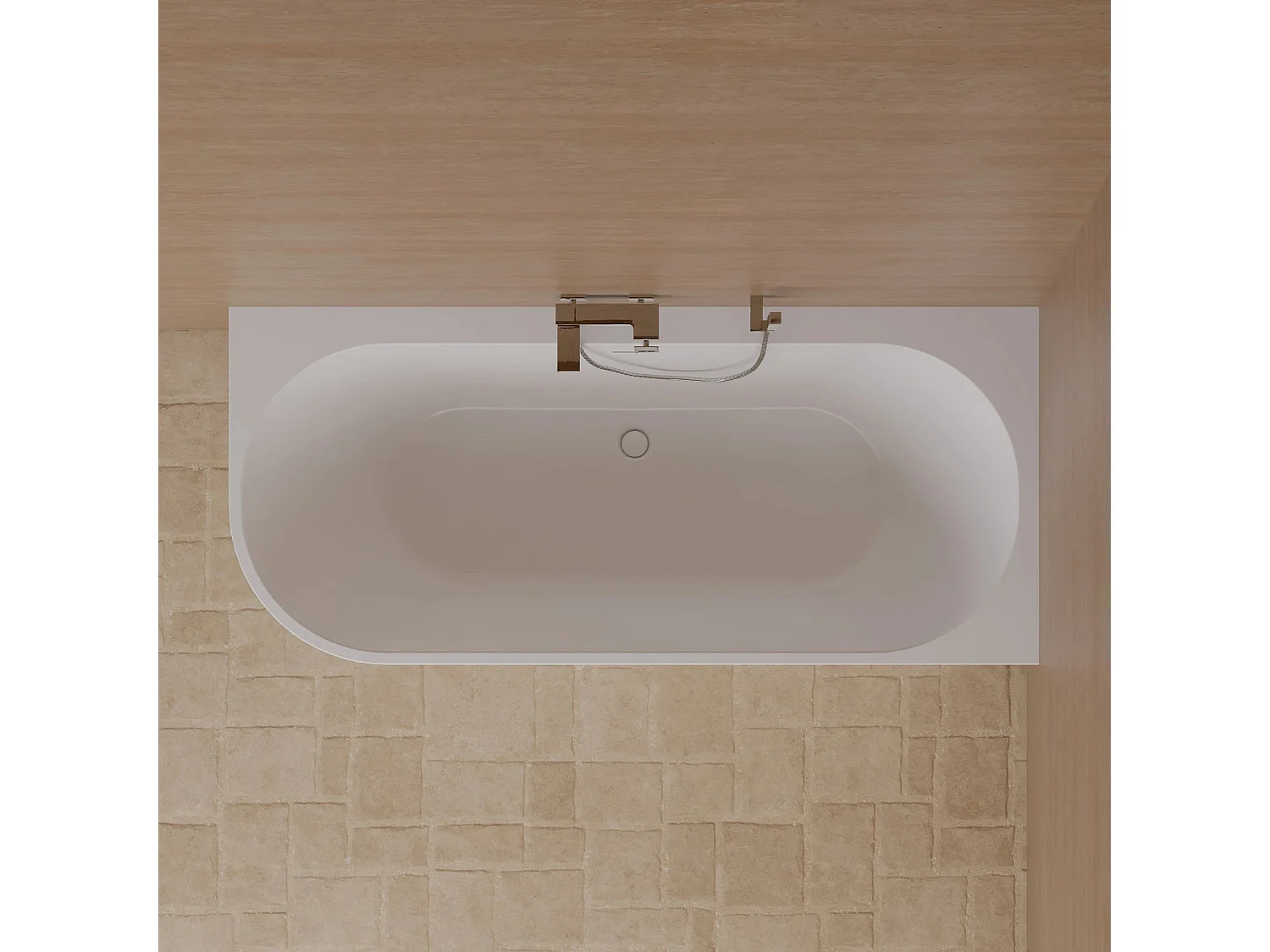 Baignoire Ilot Cosmic 180 droite blanche 180 x80 x58 cm, by SPALINA