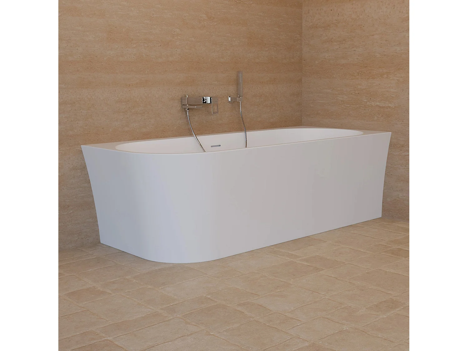 Baignoire Ilot Cosmic 180 droite blanche 180 x80 x58 cm, by SPALINA