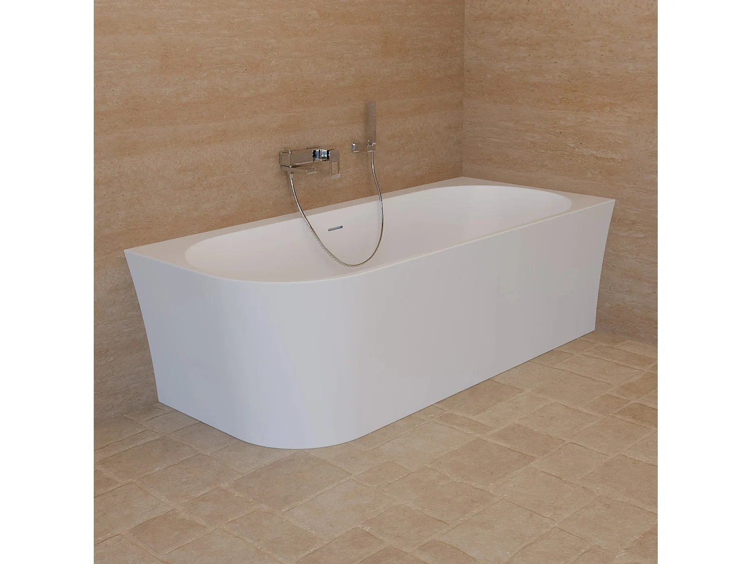 Baignoire Ilot Cosmic 180 droite blanche 180 x80 x58 cm, by SPALINA