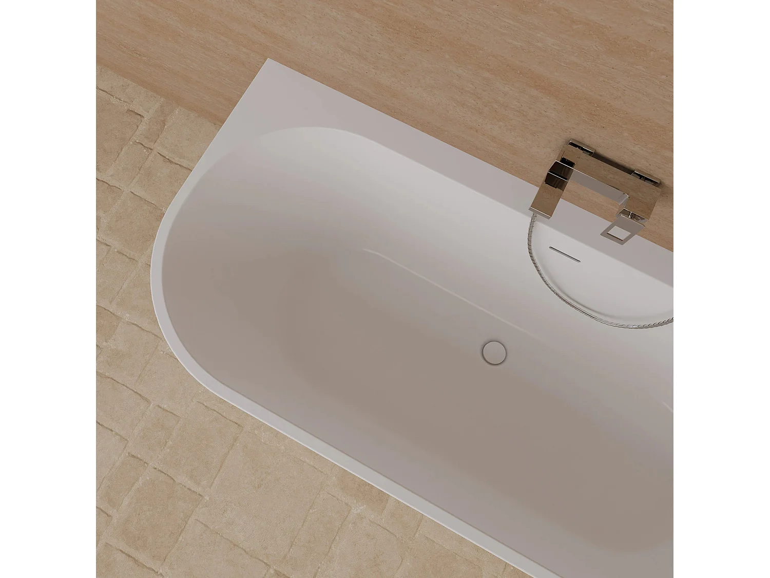 Baignoire Ilot Cosmic 180 droite blanche 180 x80 x58 cm, by SPALINA