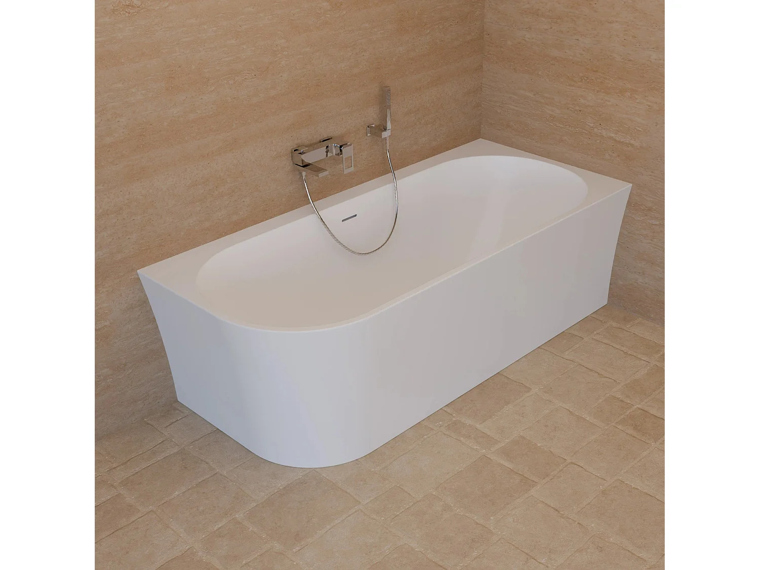 Baignoire Ilot Cosmic 180 droite blanche 180 x80 x58 cm, by SPALINA