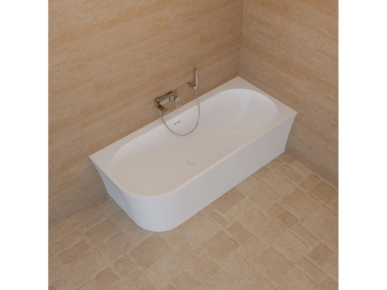 Baignoire Ilot Cosmic 180 droite blanche 180 x80 x58 cm, by SPALINA