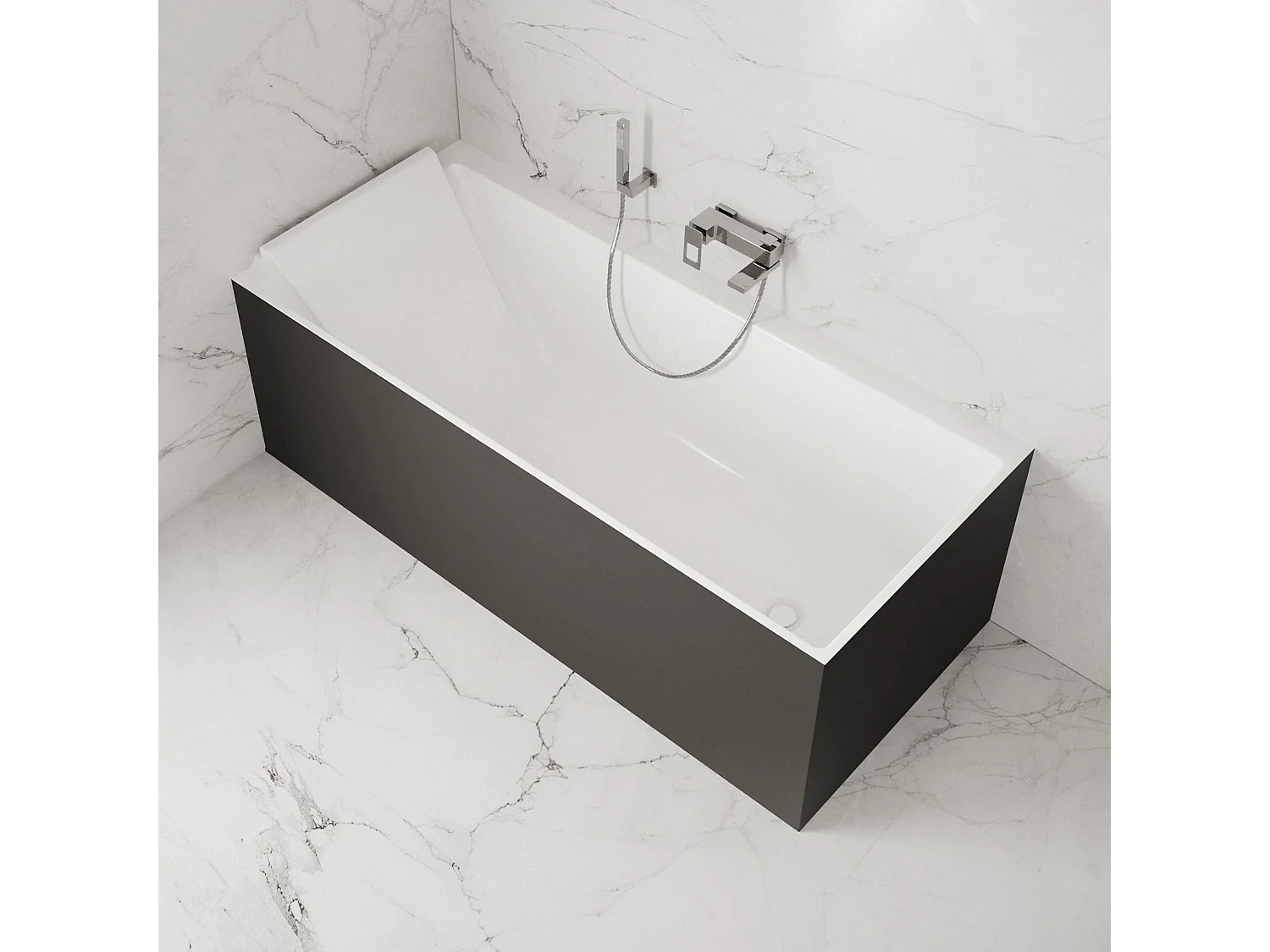 Baignoire Ilot Quantum 170 gauche noire 170 x75 x58 cm, by SPALINA