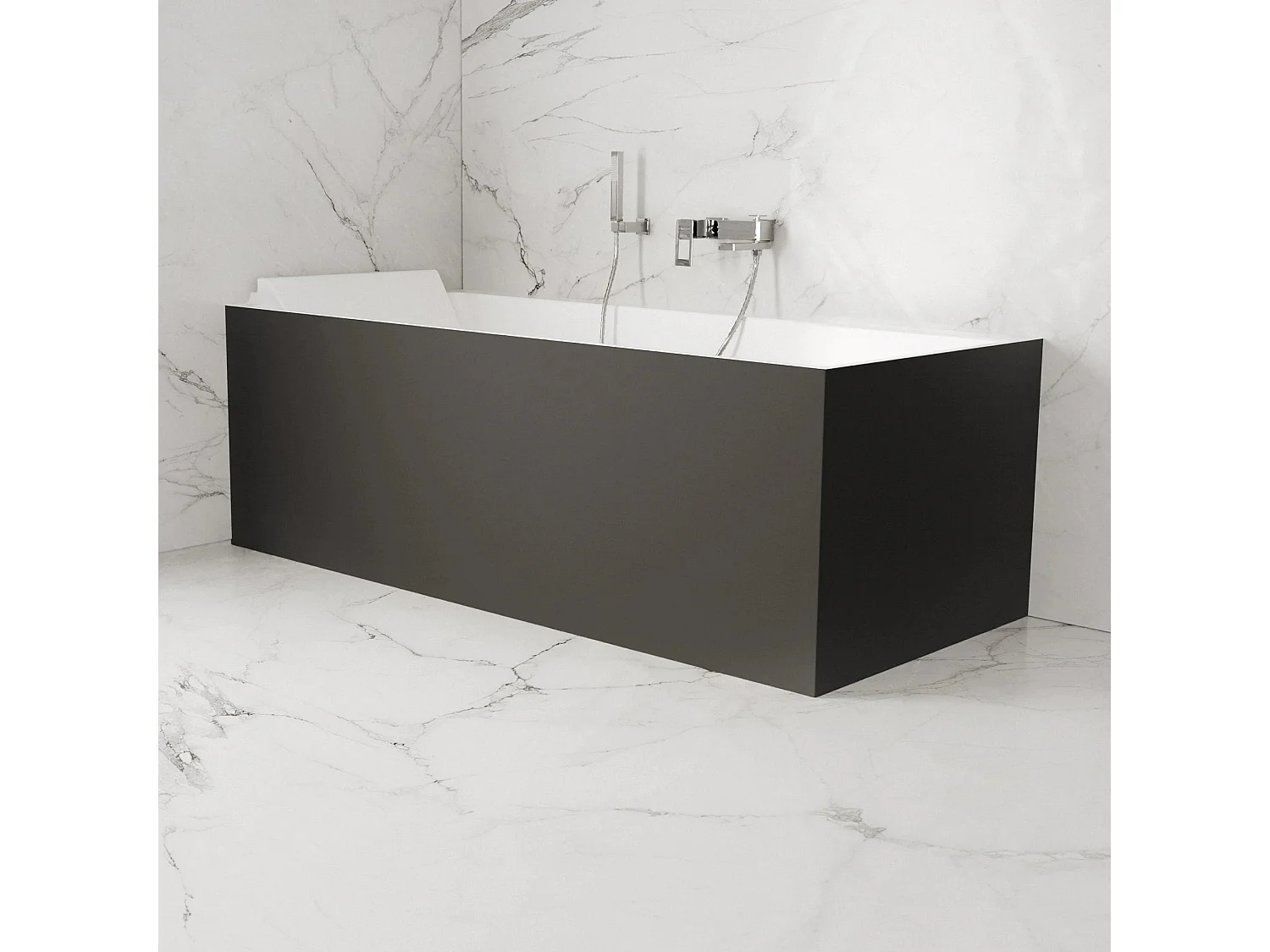 Baignoire Ilot Quantum 170 gauche noire 170 x75 x58 cm, by SPALINA