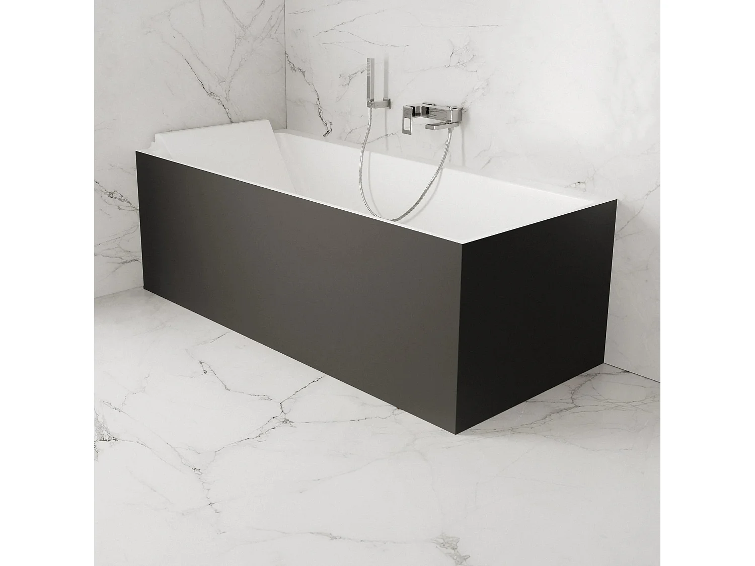 Baignoire Ilot Quantum 170 gauche noire 170 x75 x58 cm, by SPALINA