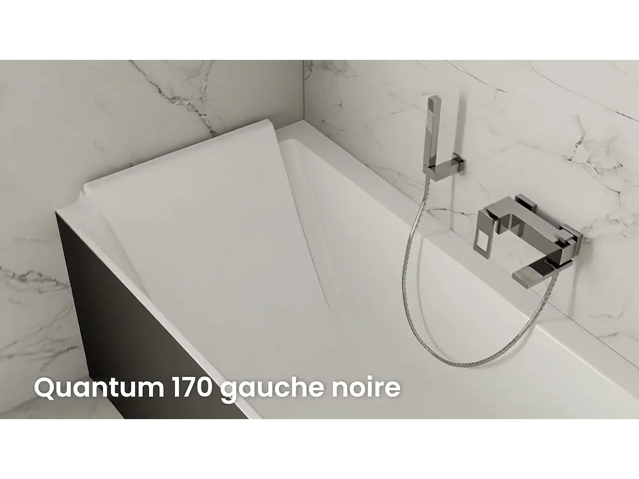 Baignoire Ilot Quantum 170 gauche noire 170 x75 x58 cm, by SPALINA