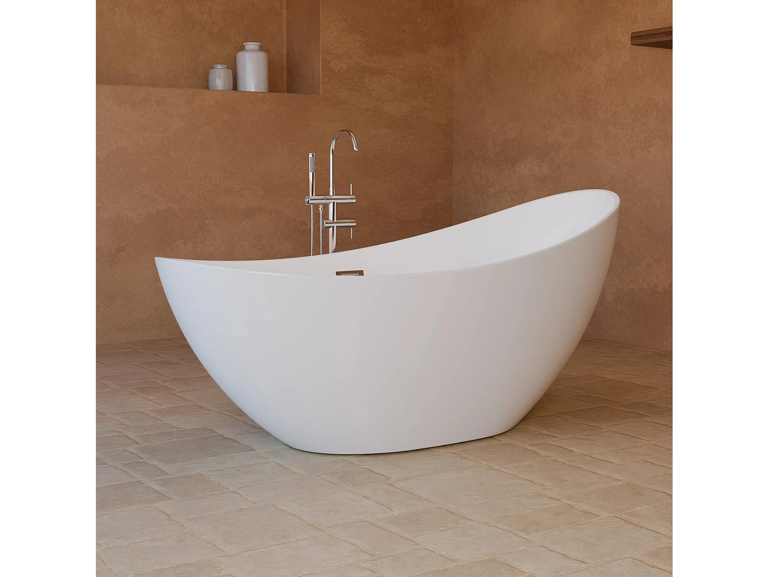 Baignoire Ilot Loona 170 blanche 170 x80 x80 cm, by SPALINA