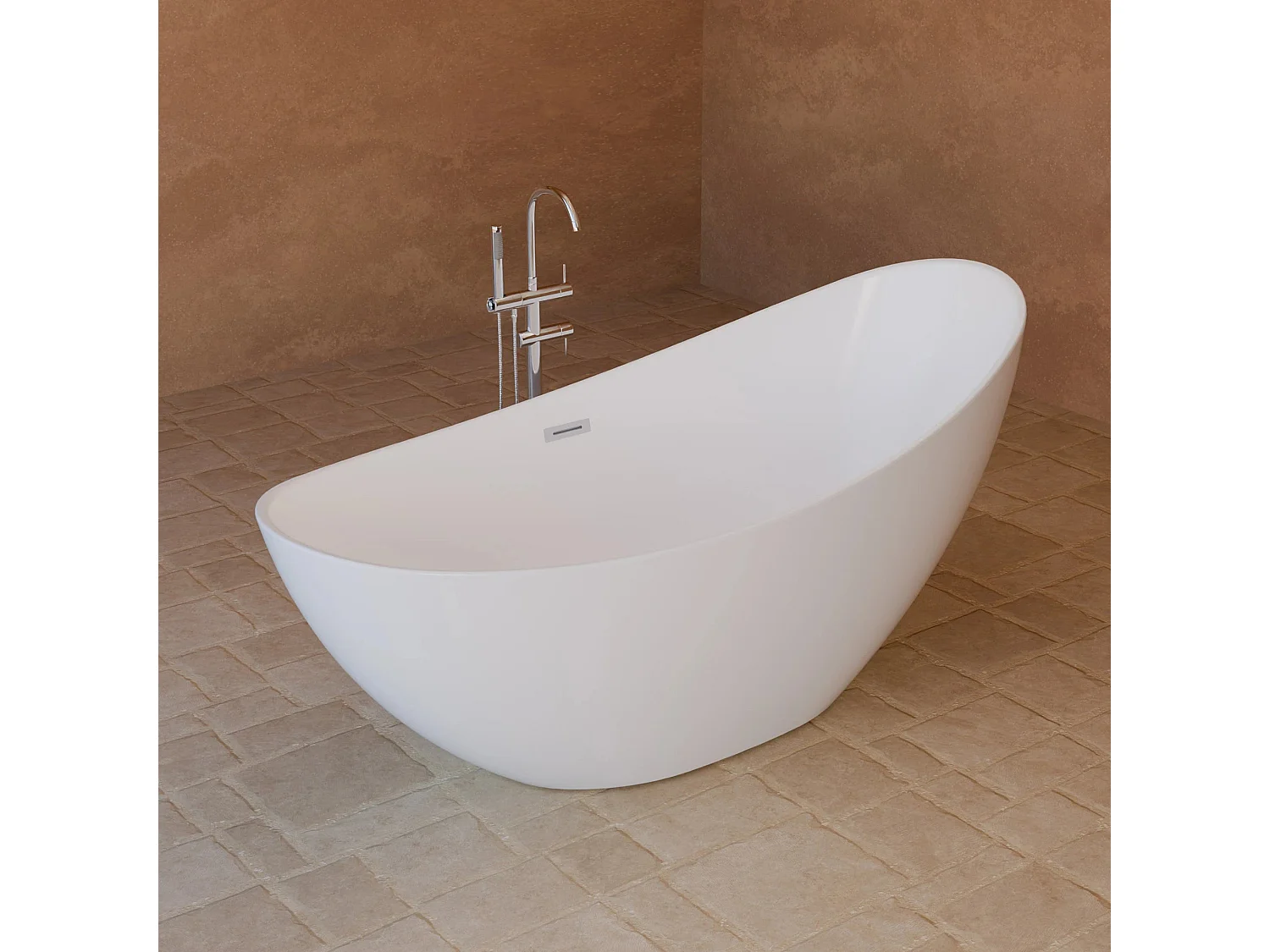 Baignoire Ilot Loona 170 blanche 170 x80 x80 cm, by SPALINA