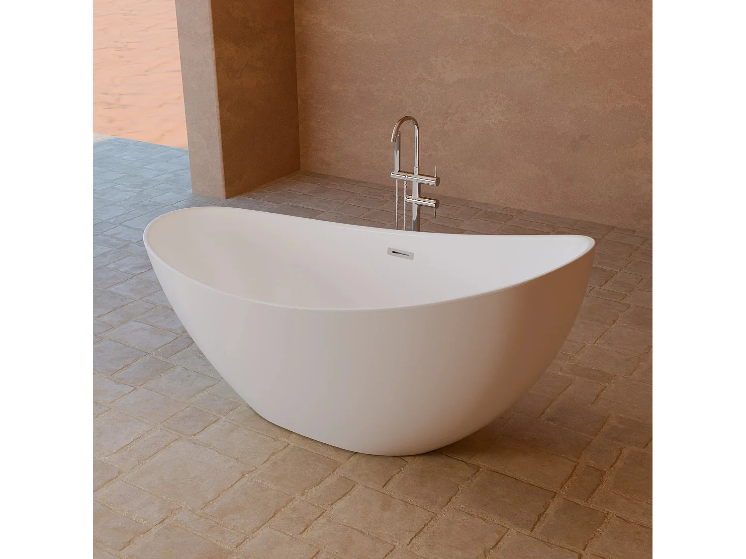Baignoire Ilot Loona 170 blanche 170 x80 x80 cm, by SPALINA