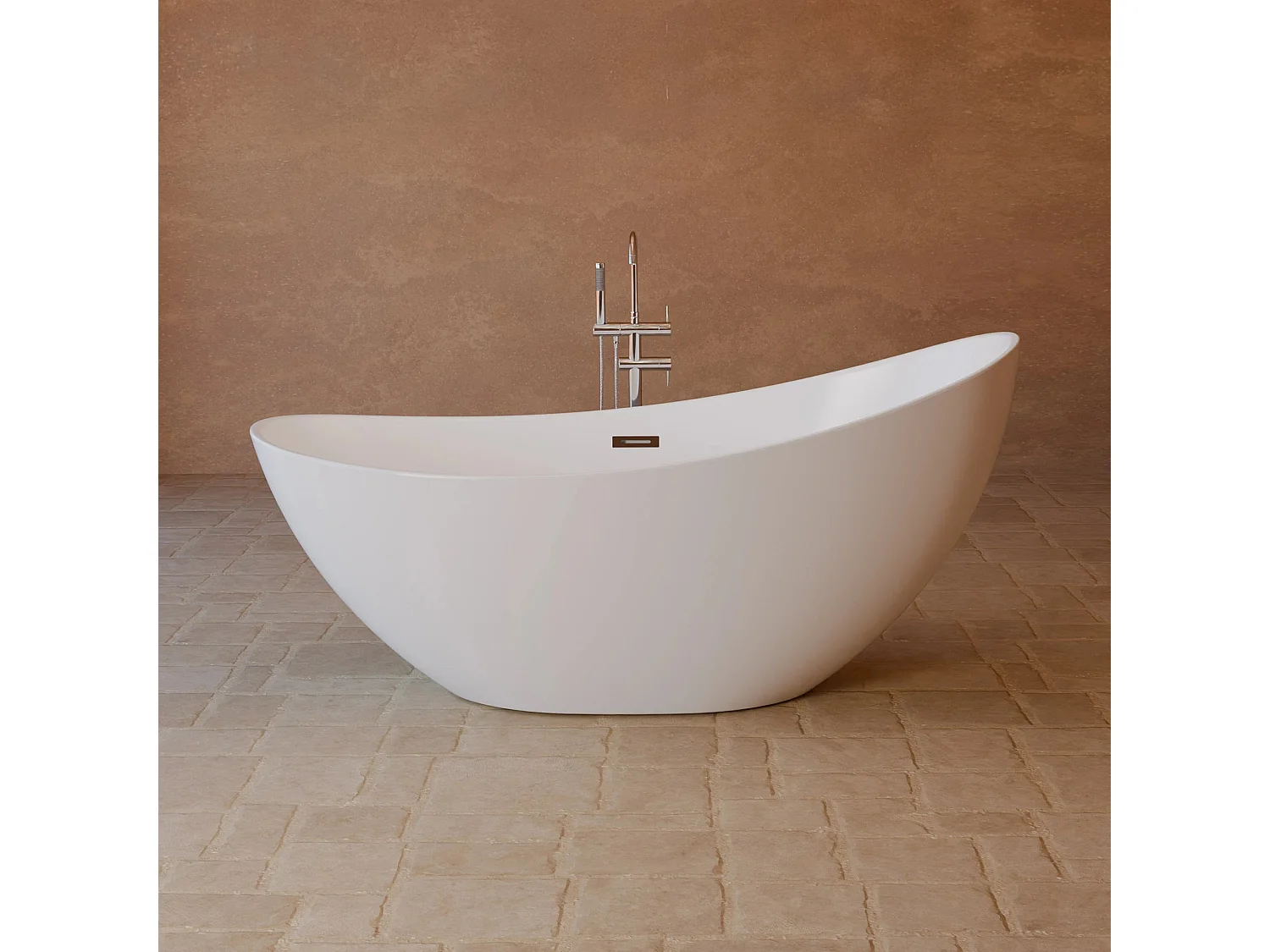 Baignoire Ilot Loona 170 blanche 170 x80 x80 cm, by SPALINA