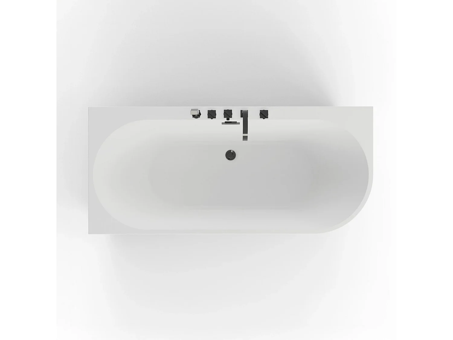 Baignoire Ilot Capri 170 gauche noire + robinetterie noire mate 170 x76 x58 cm, by SPALINA