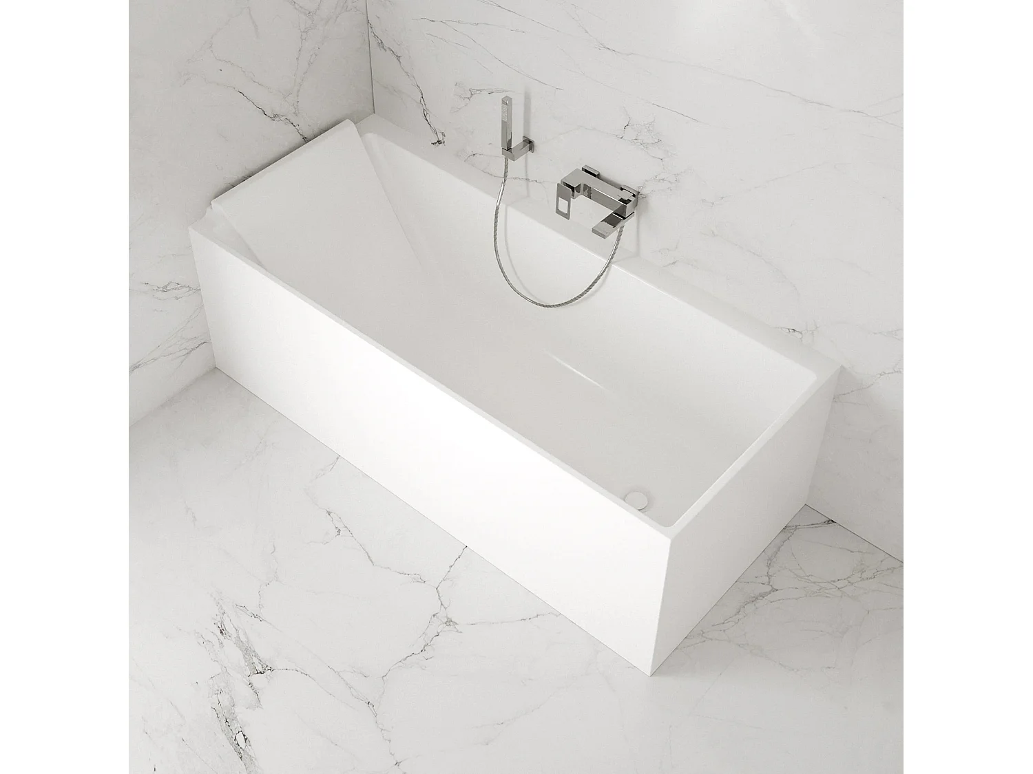 Baignoire Ilot Quantum 170 gauche blanche 170 x75 x58 cm, by SPALINA
