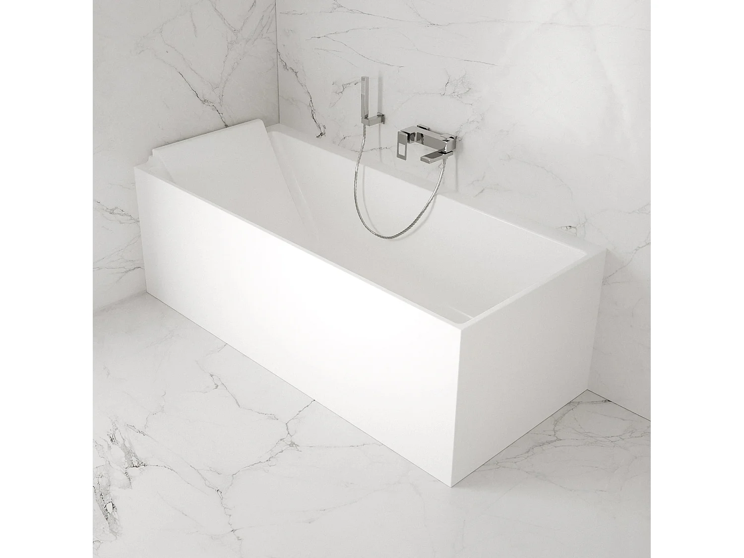 Baignoire Ilot Quantum 170 gauche blanche 170 x75 x58 cm, by SPALINA