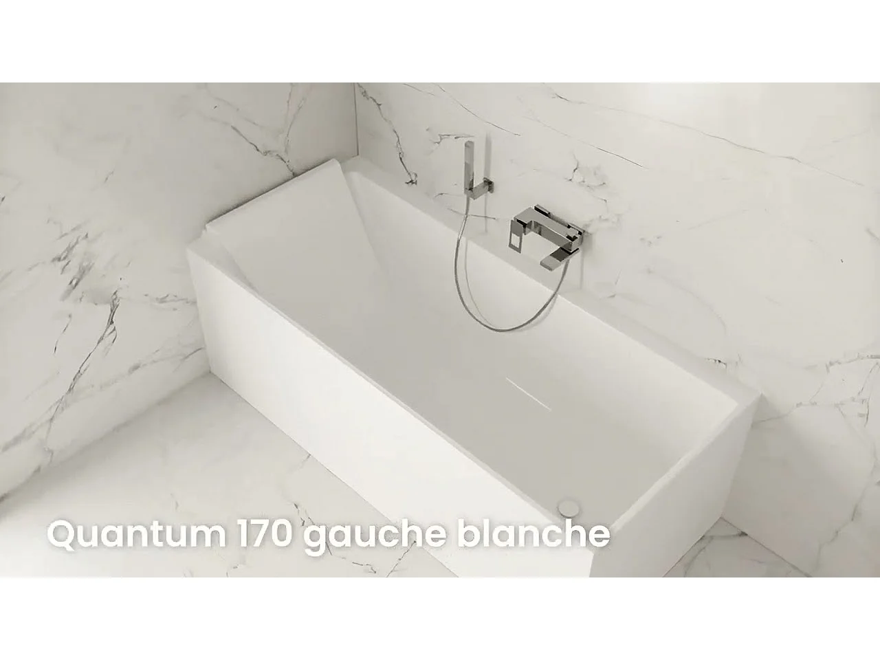 Baignoire Ilot Quantum 170 gauche blanche 170 x75 x58 cm, by SPALINA