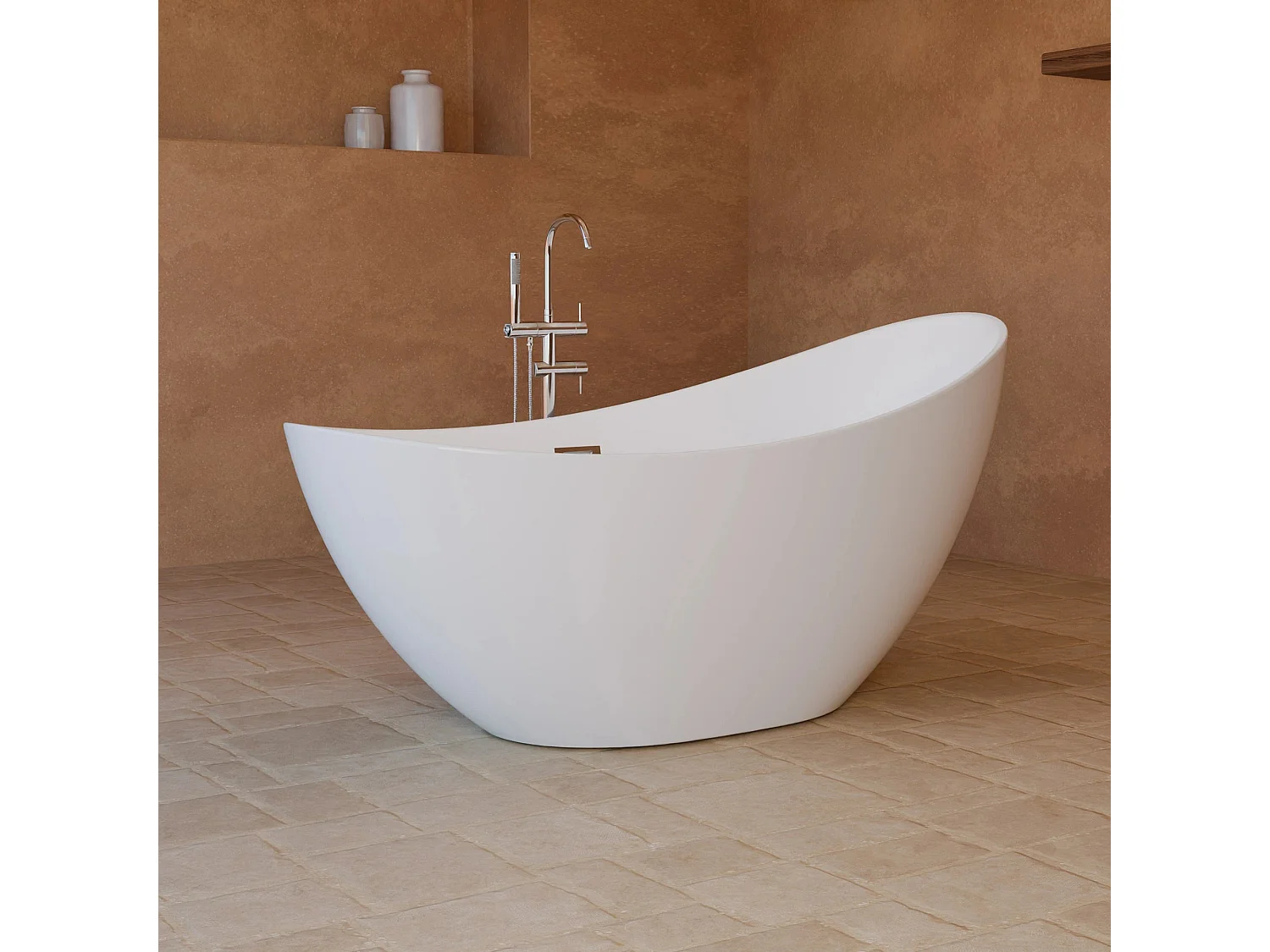 Baignoire Ilot Loona 160 blanche 160 x80 x80 cm, by SPALINA