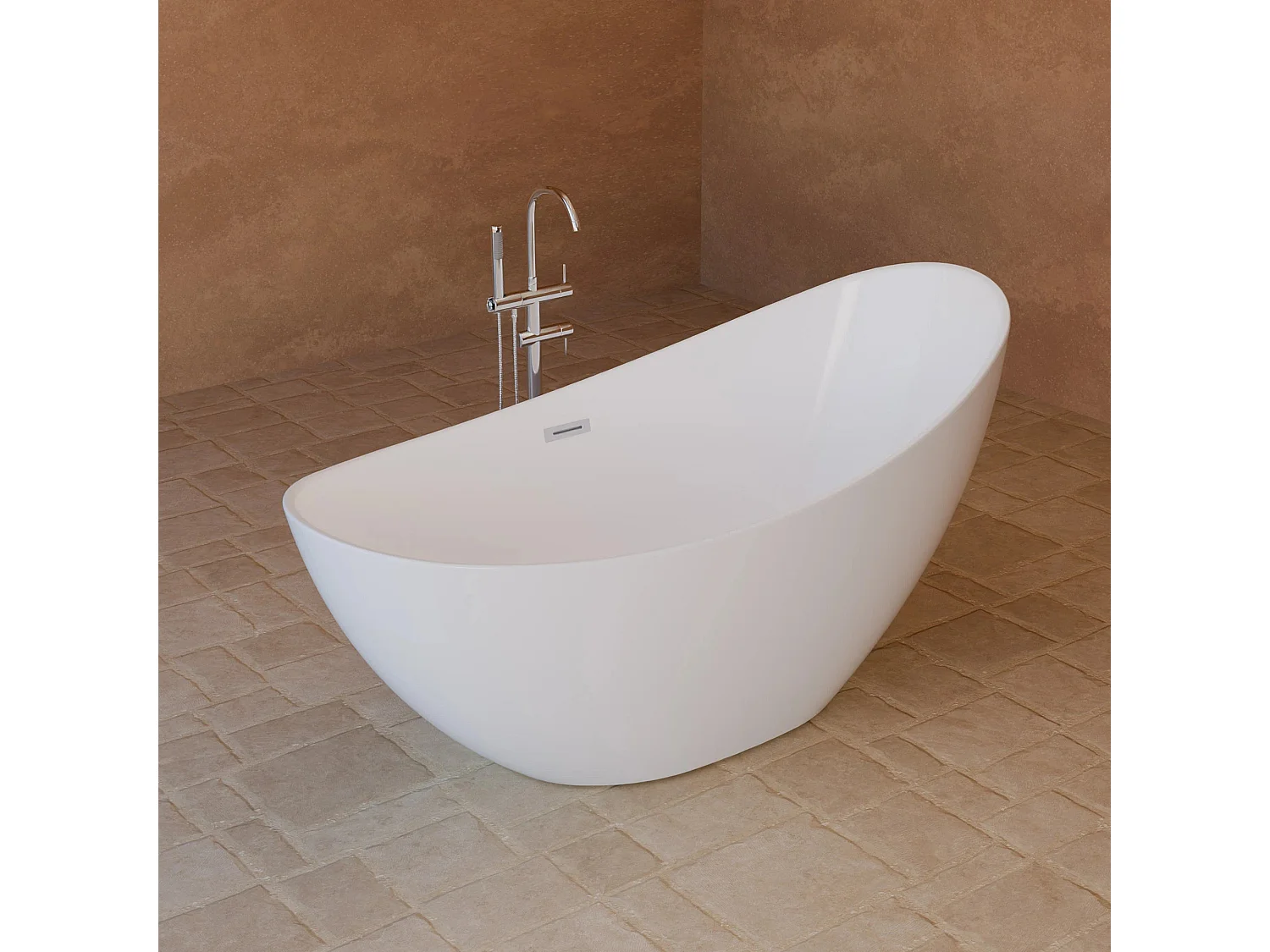 Baignoire Ilot Loona 160 blanche 160 x80 x80 cm, by SPALINA