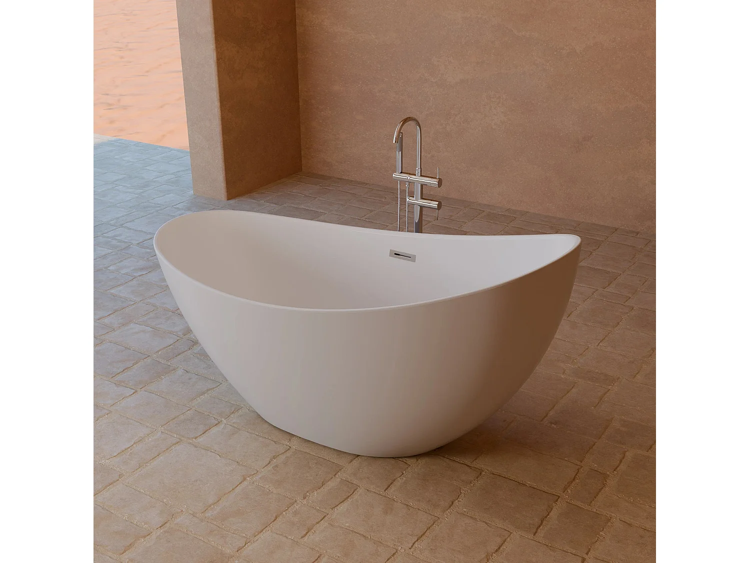 Baignoire Ilot Loona 160 blanche 160 x80 x80 cm, by SPALINA