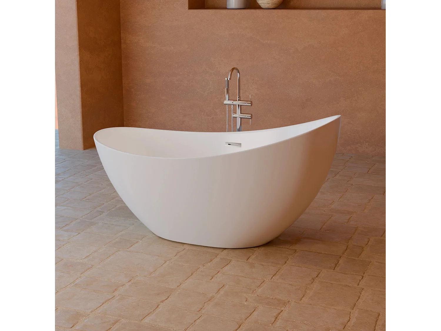 Baignoire Ilot Loona 160 blanche 160 x80 x80 cm, by SPALINA