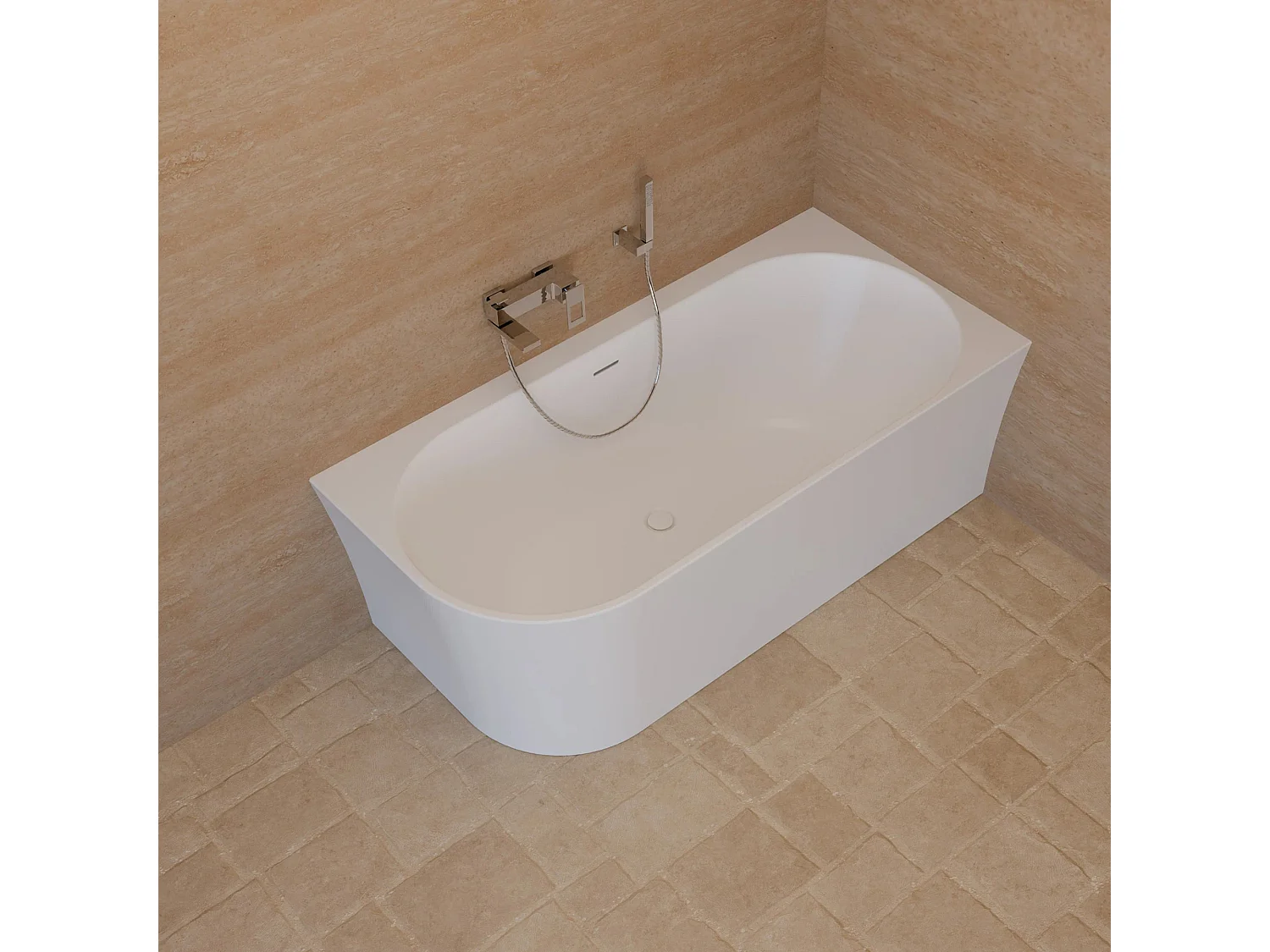 Baignoire Ilot Cosmic 160 droite blanche 160 x76 x58 cm, by SPALINA