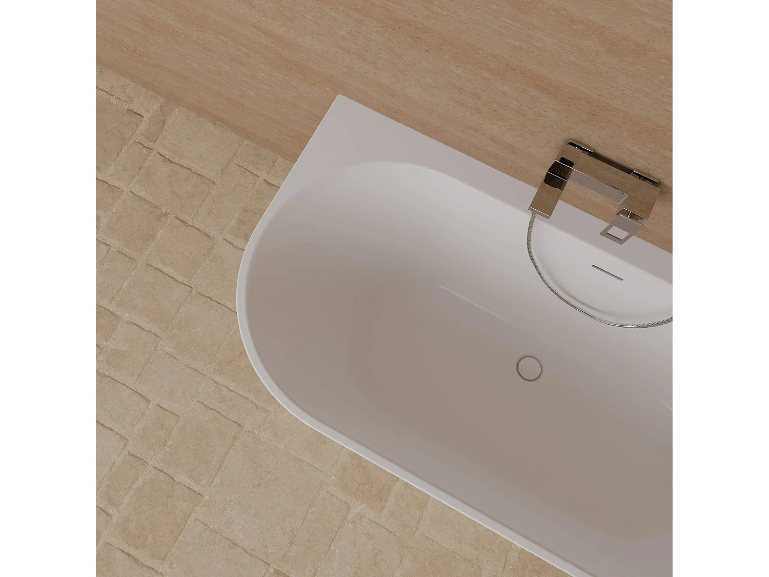 Baignoire Ilot Cosmic 160 droite blanche 160 x76 x58 cm, by SPALINA