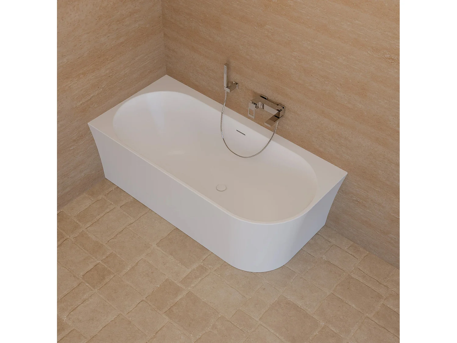 Baignoire Ilot Cosmic 160 gauche blanche 160 x76 x58 cm, by SPALINA