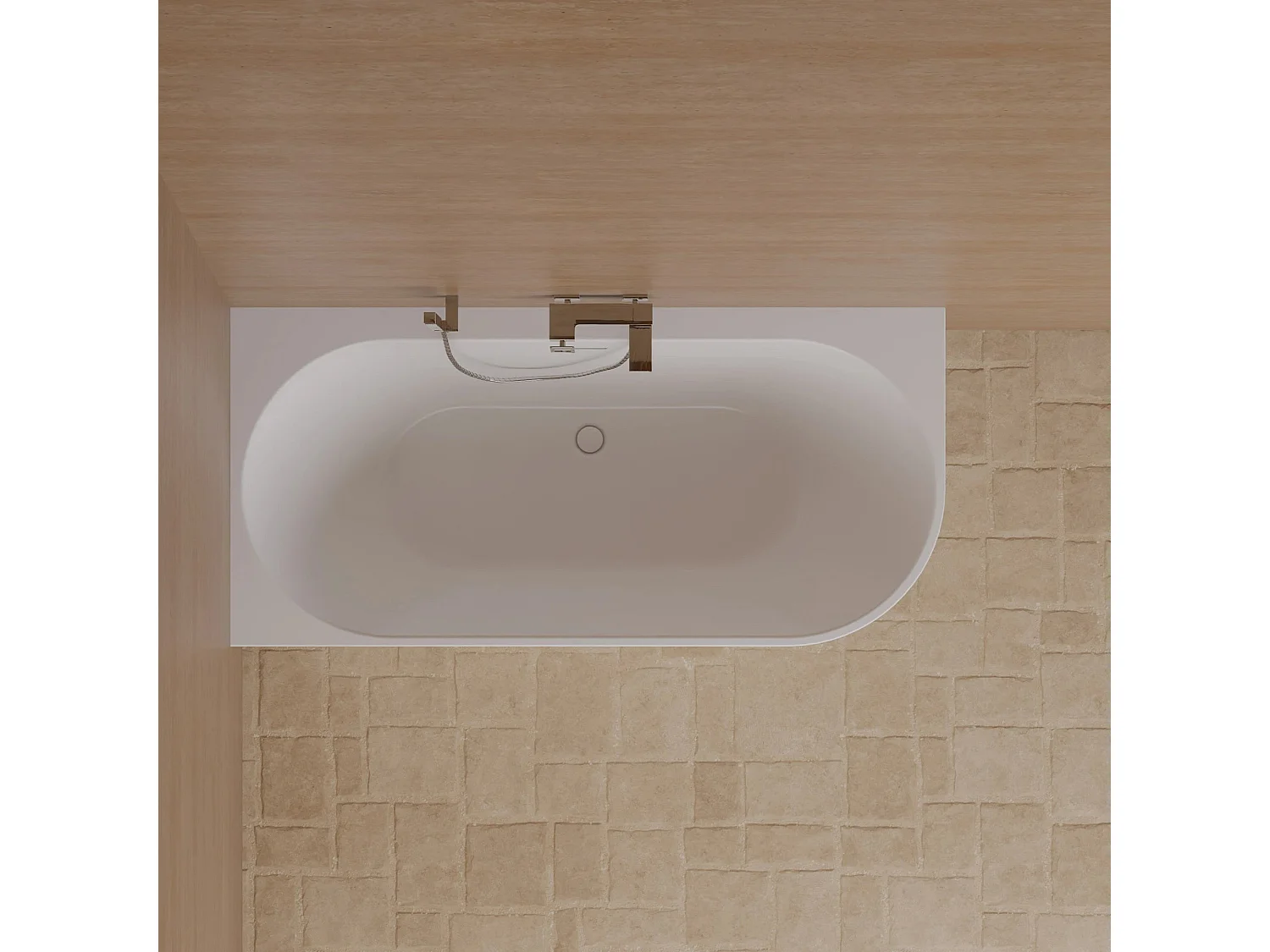 Baignoire Ilot Cosmic 160 gauche blanche 160 x76 x58 cm, by SPALINA