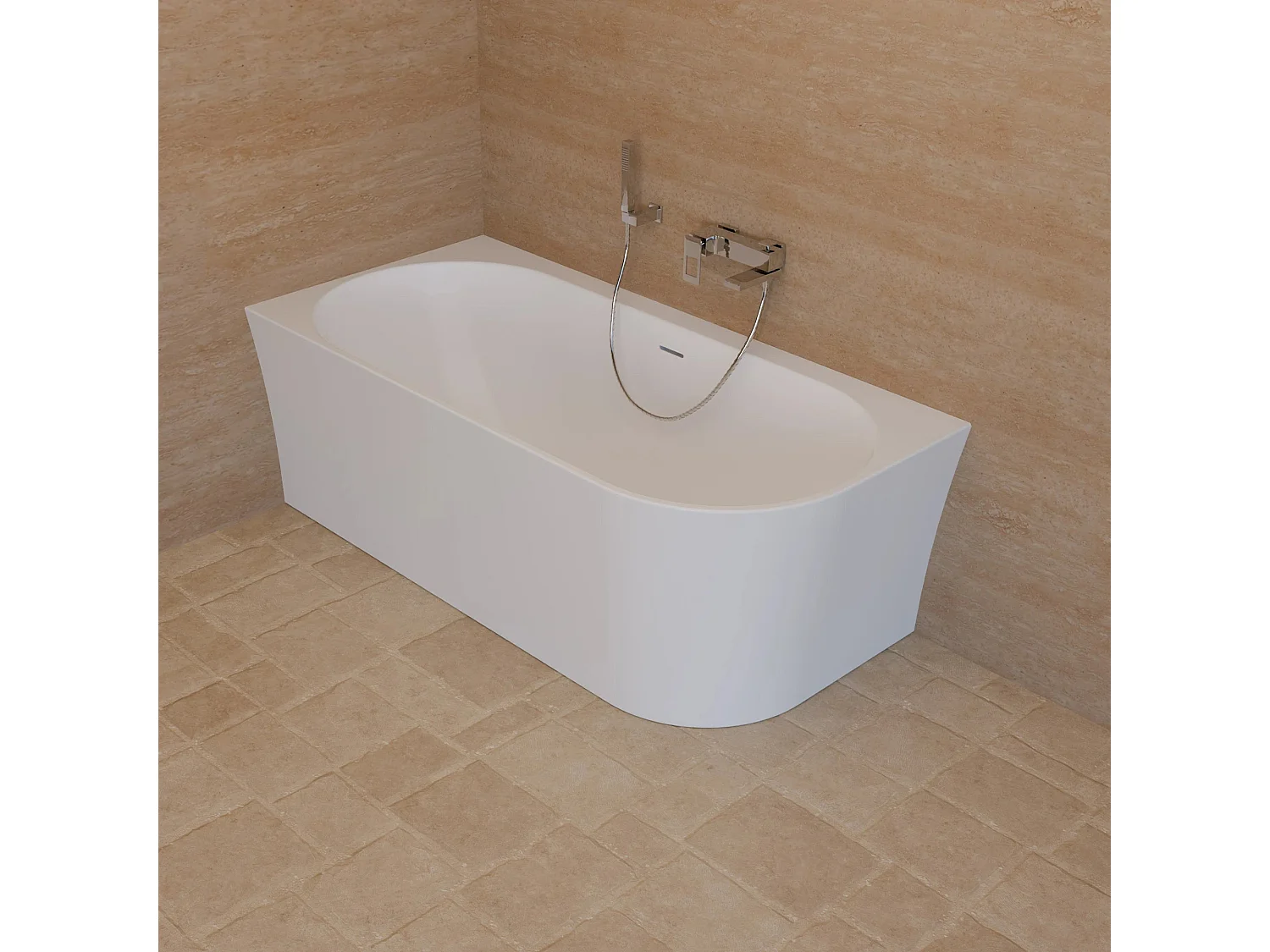 Baignoire Ilot Cosmic 160 gauche blanche 160 x76 x58 cm, by SPALINA